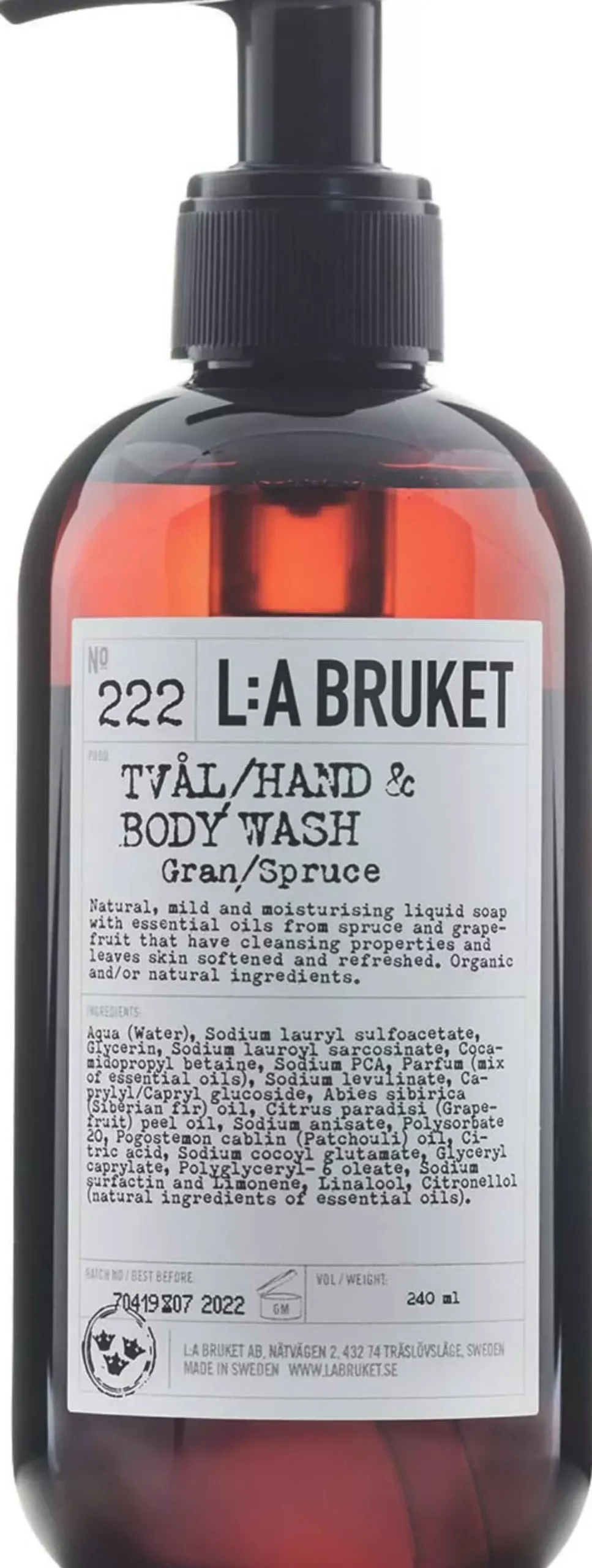 L:a Bruket Hand & Body Wash 222 Spruce 240 ml
