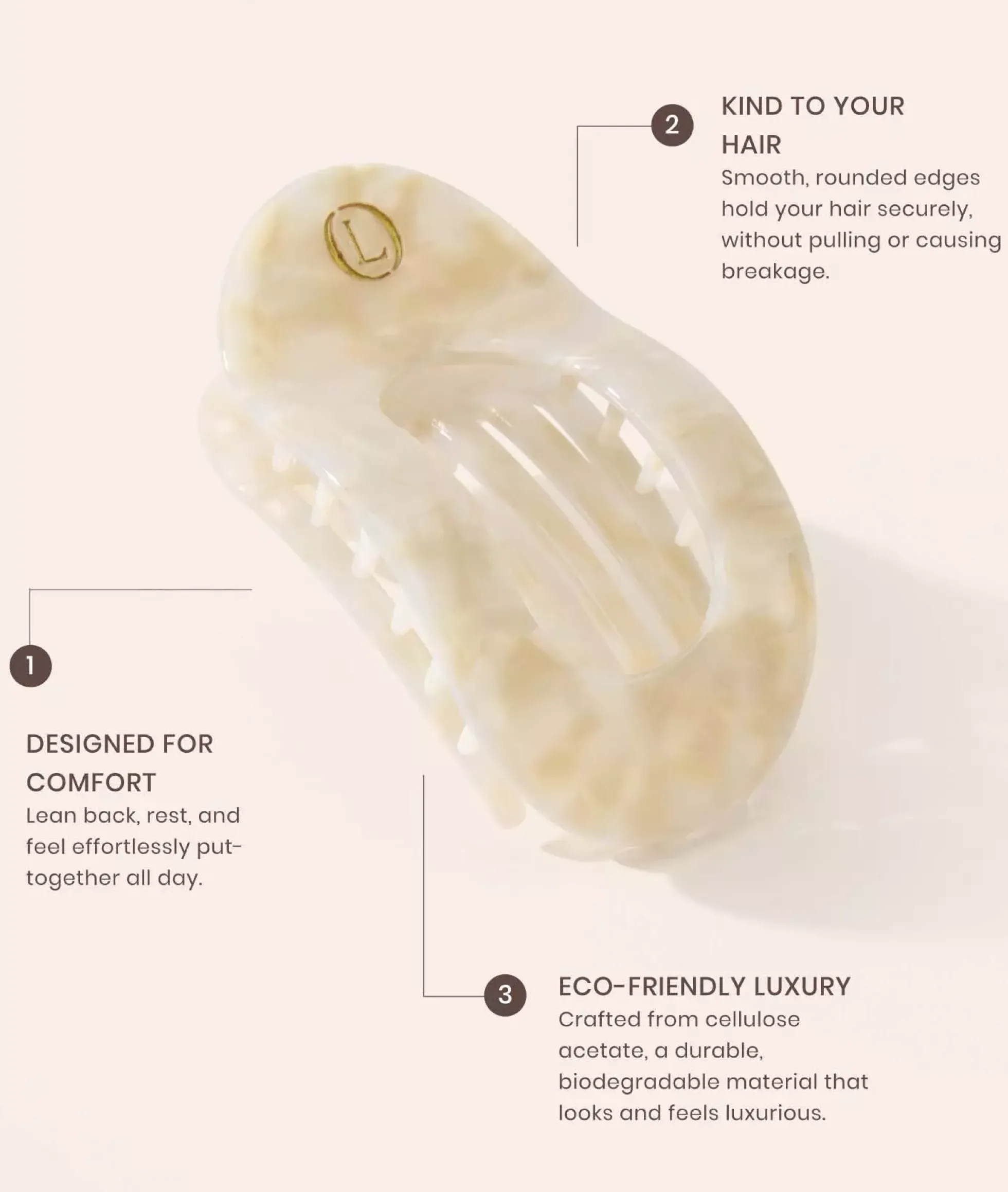 Lenoites Eco-Friendly Flat Hair Clip Desert Beige