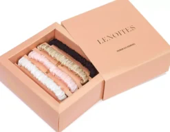 Lenoites Mulberry Silk Skinny Scrunchies Pink, Beige