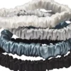 Lenoites Mulberry Silk Skinny Scrunchies Light Grey, Blue