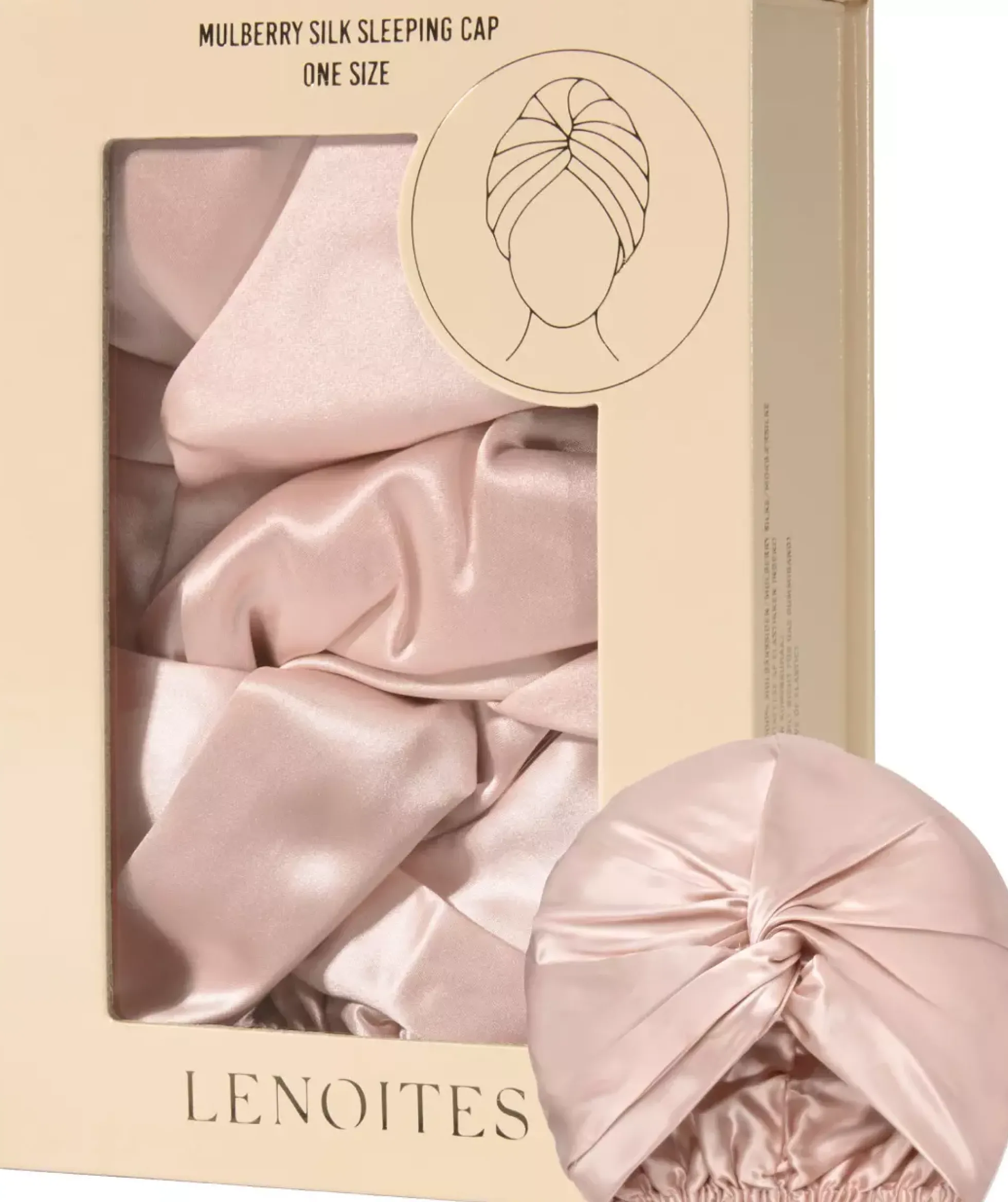 Lenoites Mulberry Silk Sleeping Cap Pink