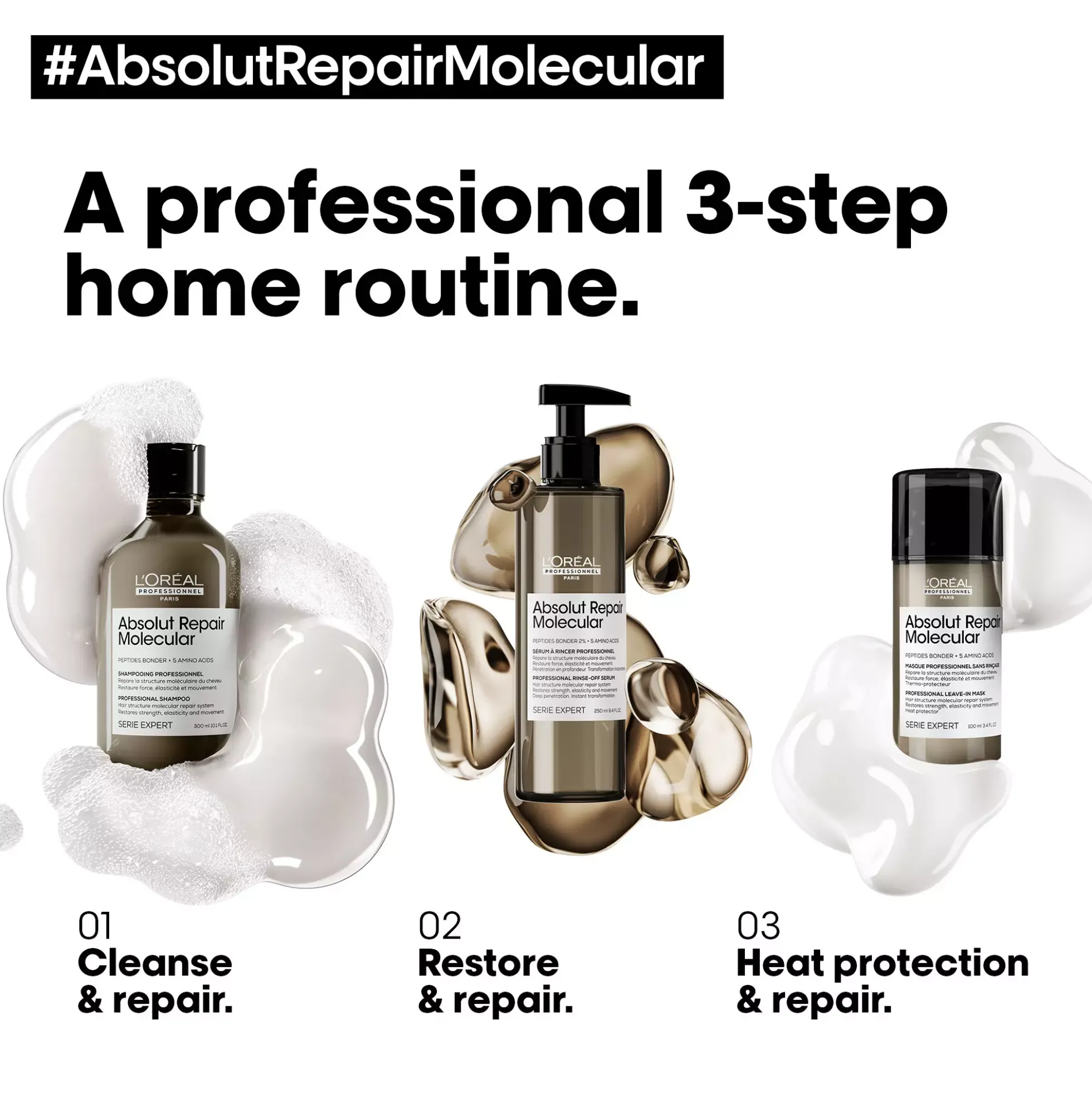 L'Oréal Professionnel absolut repair molecular shampoo and rinse-out serum