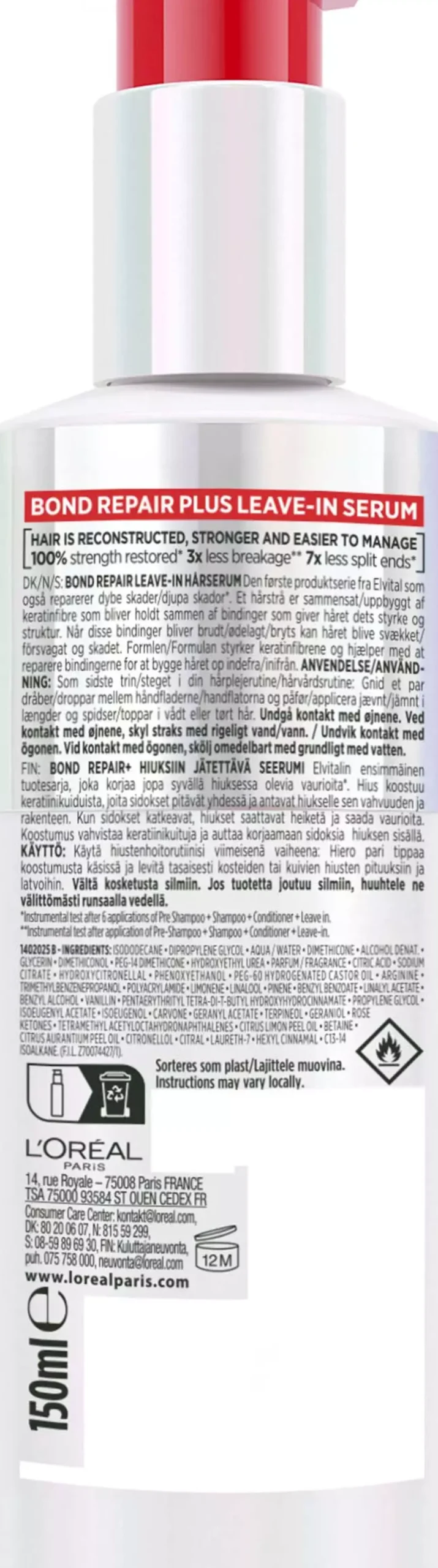 Loreal ParisElvital Bond Repair Leave-in Serum 150 ml