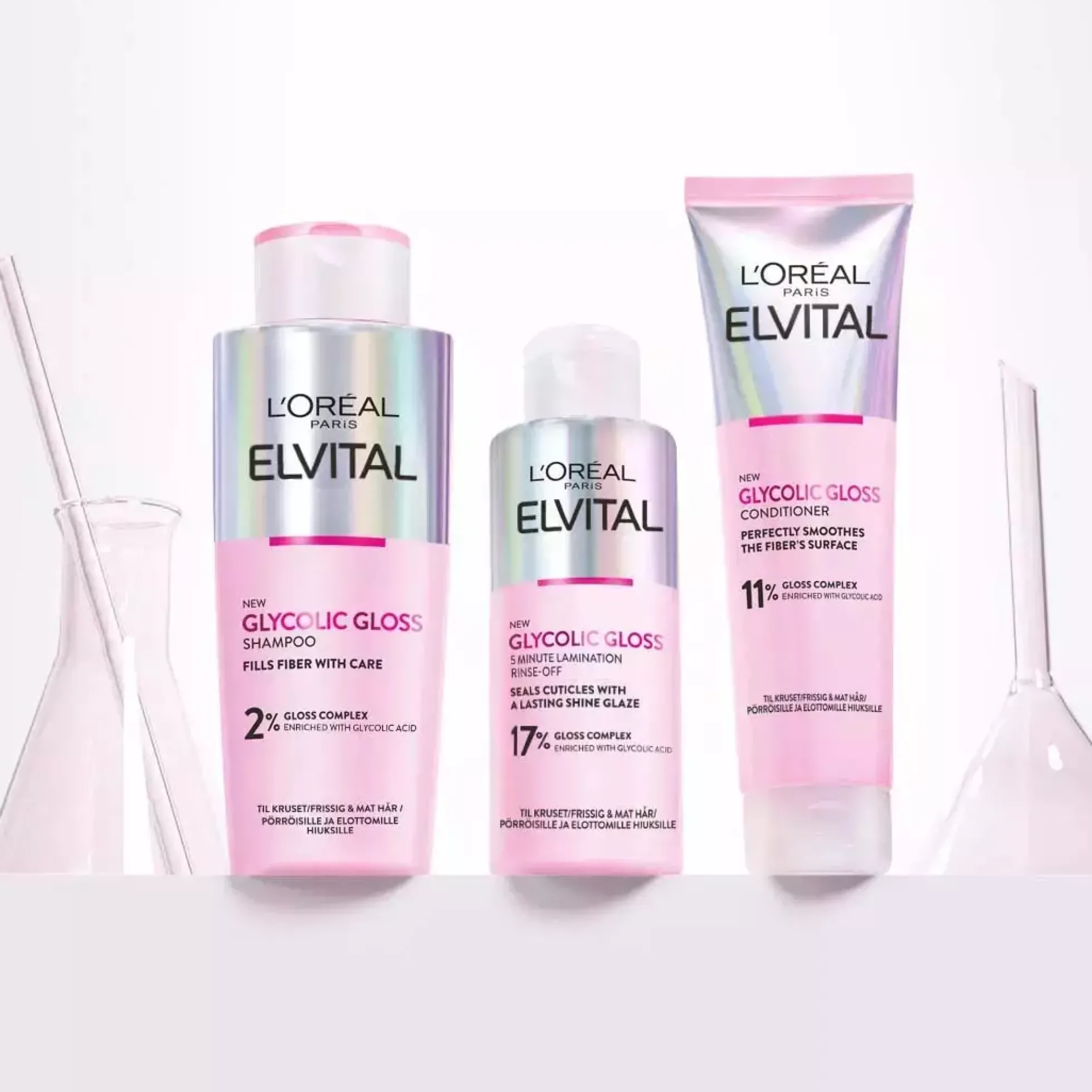 Loreal ParisElvital Glycolic Gloss Bundle Shampoo 200 ml & Conditioner 150 ml & Treatment 200 ml