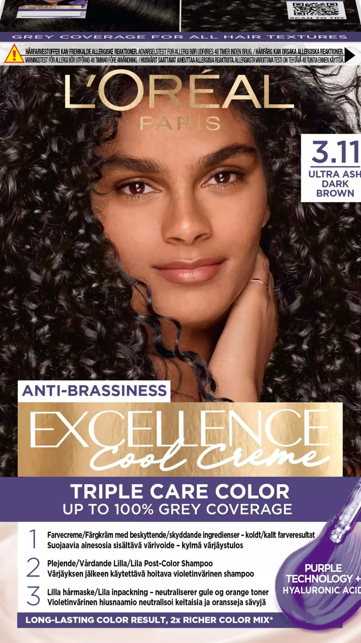Loreal ParisExcellence Cool Creme Triple Care Color 5,11 Ultra Ash Light Brown