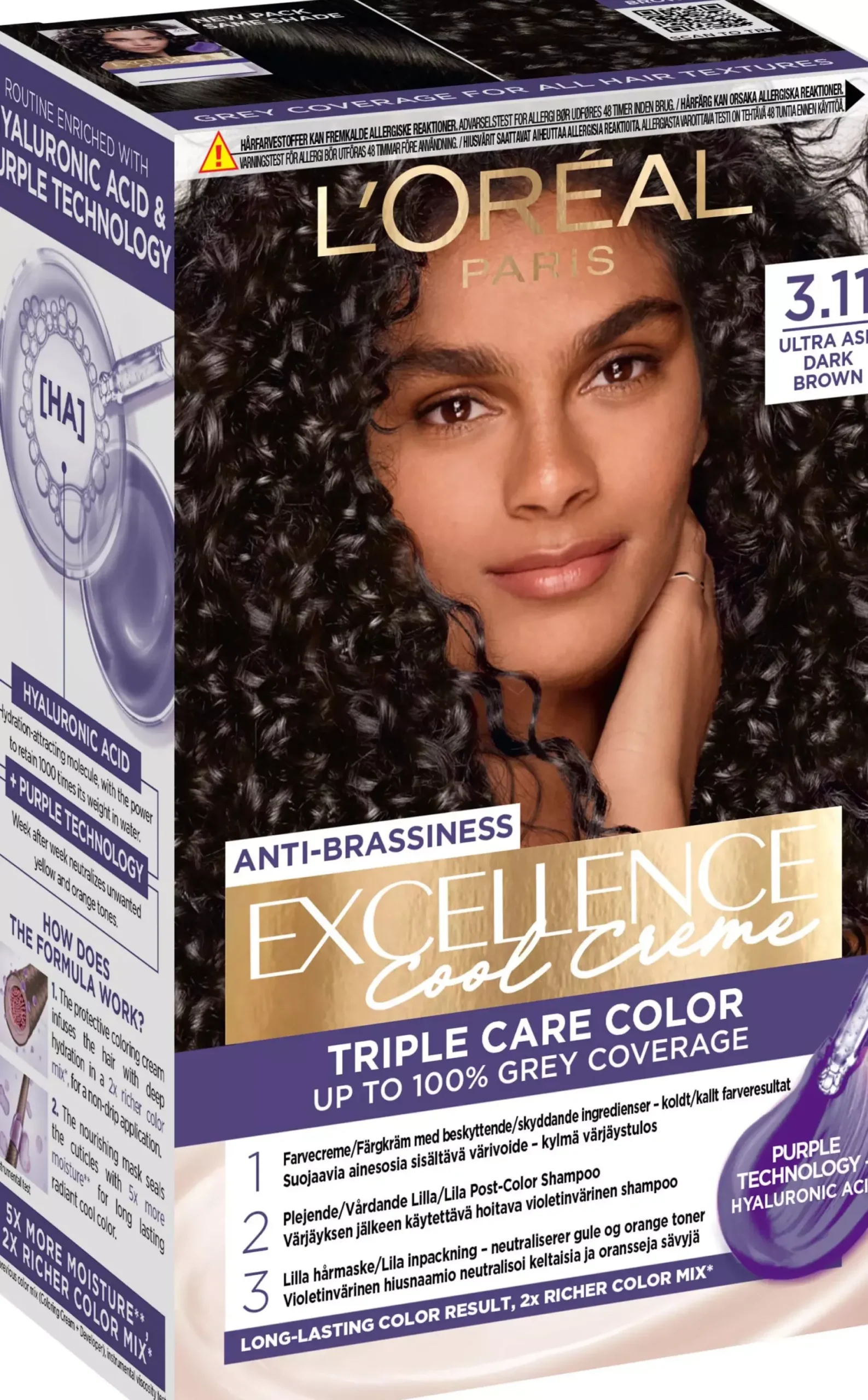 Loreal ParisExcellence Cool Creme Triple Care Color 7,11 Ultra Ash Blond
