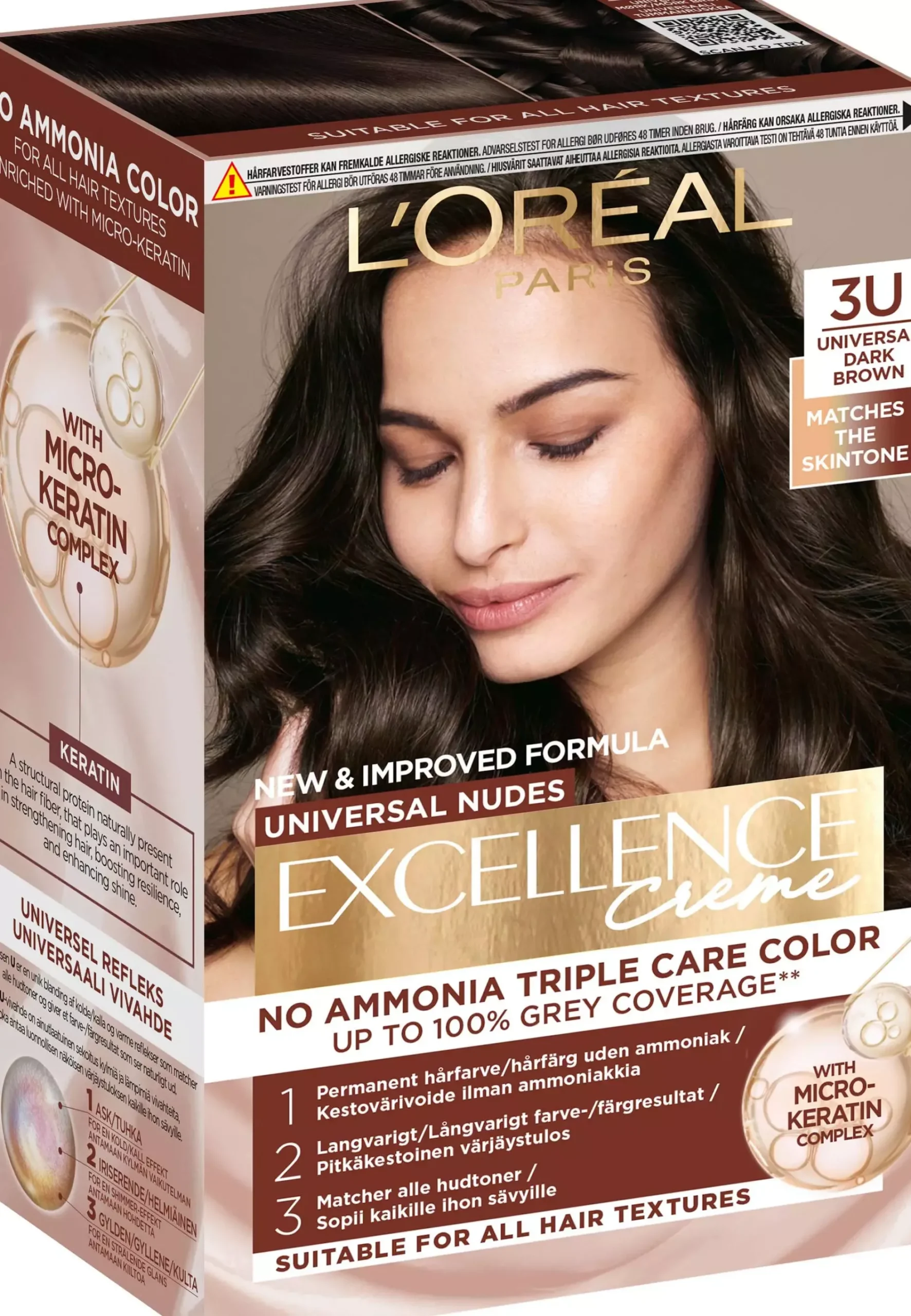 Loreal Paris Excellence Creme Universal Nudes 3U Universal Dark Brown