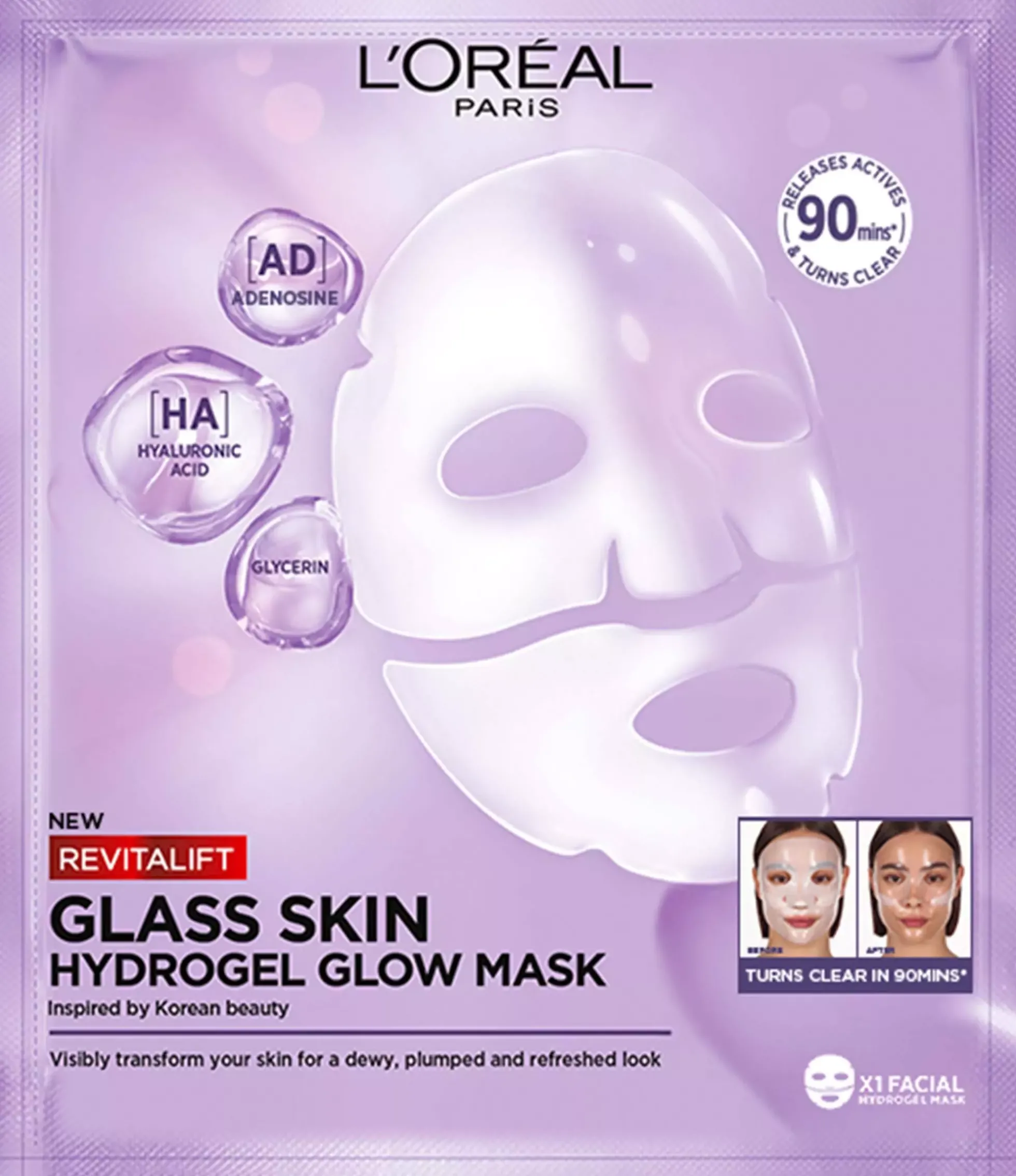 Loreal ParisRevitalift Filler Glass Skin Hydrogel Glow Mask