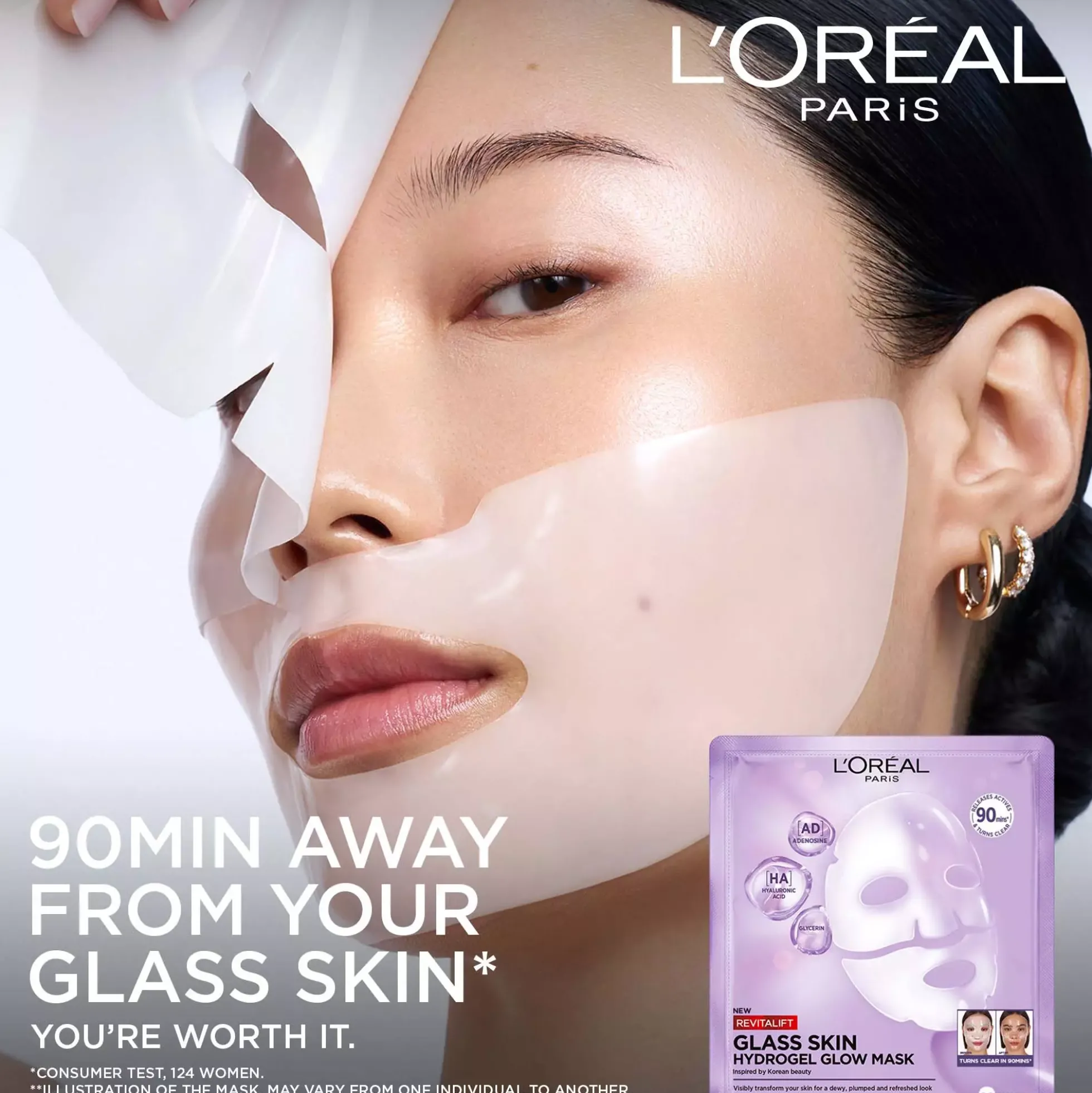 Loreal ParisRevitalift Filler Glass Skin Hydrogel Glow Mask