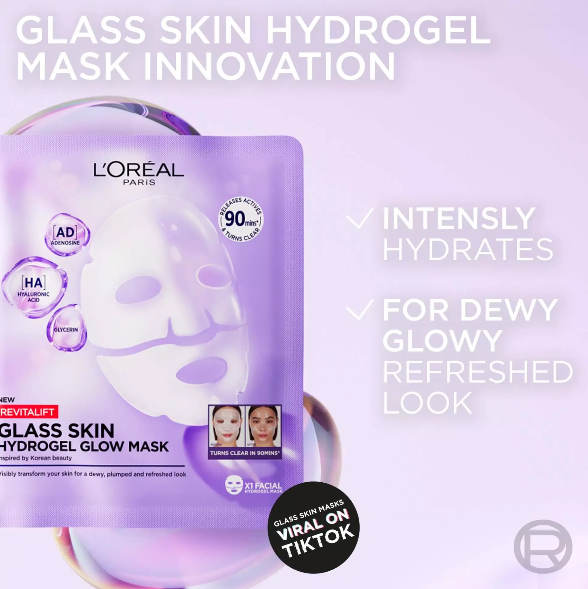 Loreal ParisRevitalift Filler Glass Skin Hydrogel Glow Mask