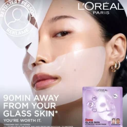 Loreal ParisRevitalift Filler 1,5% Hyaluronic Acid Serum 30 ml & Glass Skin Liquid Cream 50 ml & Hydrogel Glow Mask