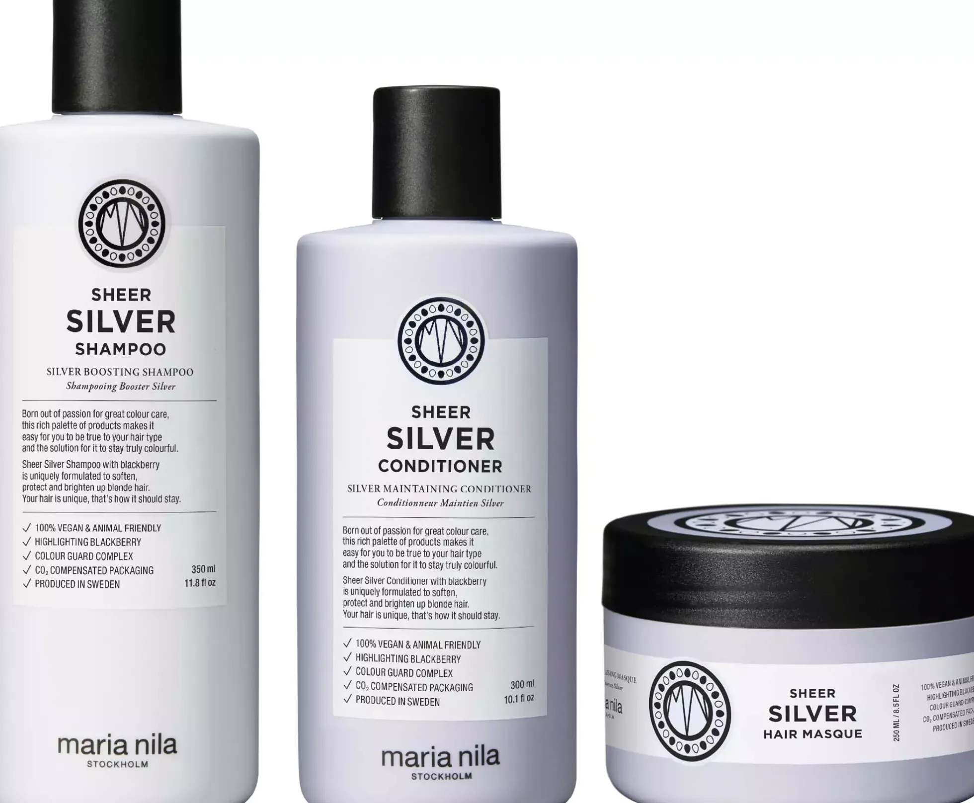 maria nilaSheer Silver Bundle Shampoo 350 ml & Conditioner 300 ml & Masque 250 ml