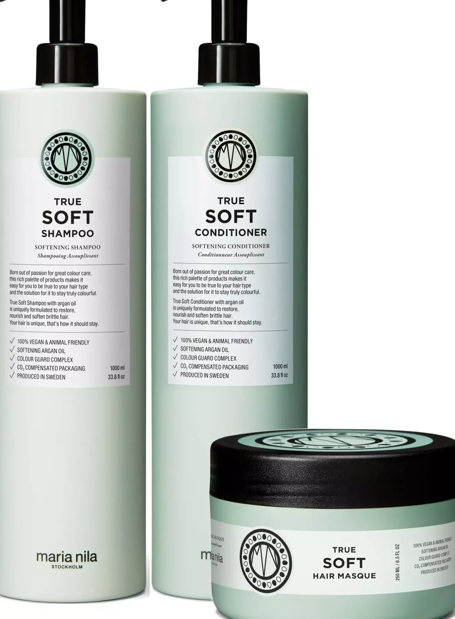 maria nilaTrue Soft Bundle Shampoo 1000 ml & Conditioner 1000 ml & Masque 250 ml