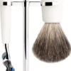 Mühle Liscio Set Razor Fusion™ + Shaving Brush High-Grade Resin White Pure Badger