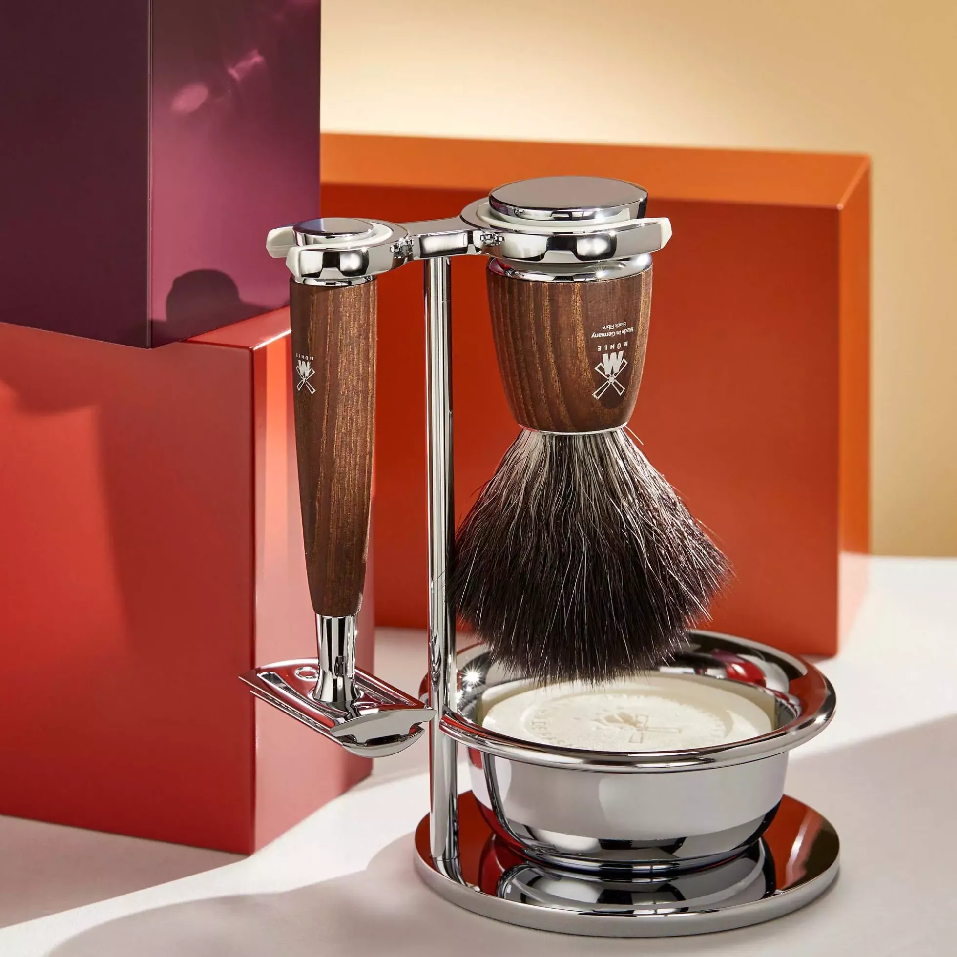 Mühle Rytmo Safety Razor Shaving Set Pure Badger Resin Petrol Blue