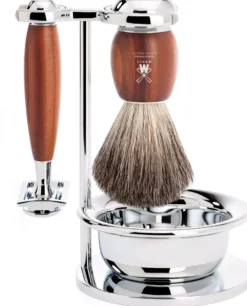 MühleVIVO Shaving Set Plum Wood Black Fibre Safety Razor
