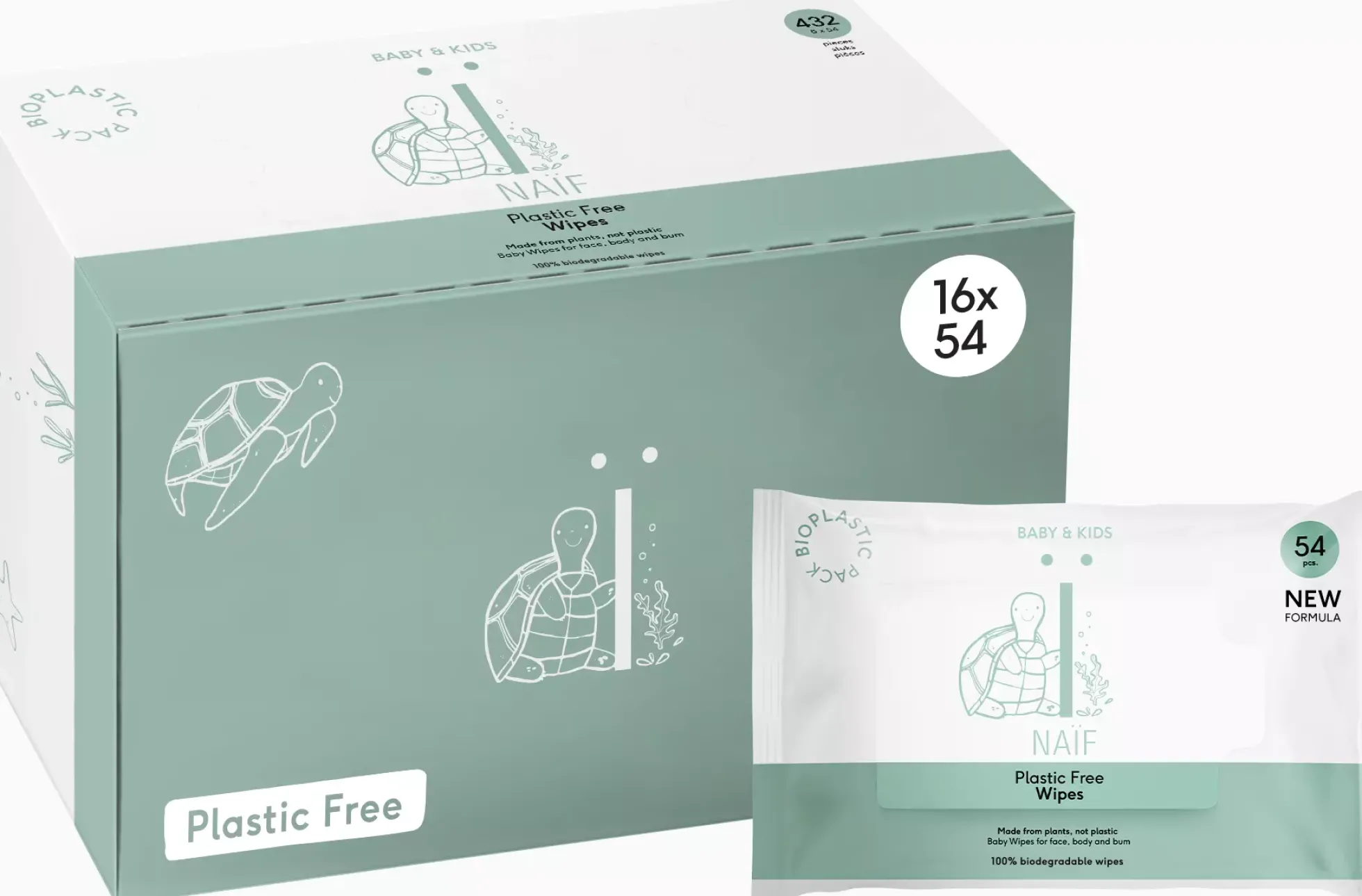 NAÏFBaby & Kids Plastic Free Wipes 16-Pack 16 st
