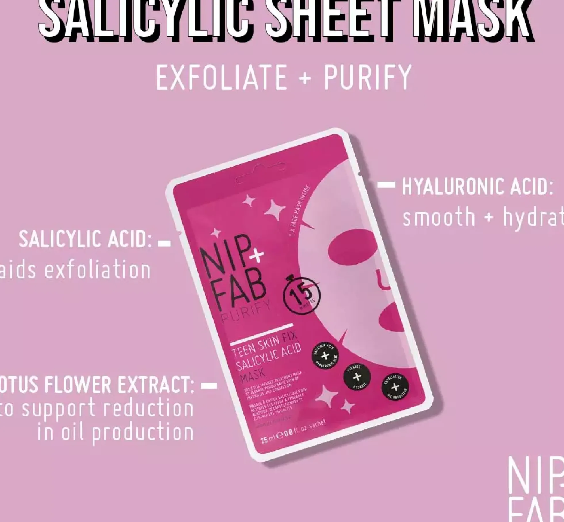 NIP+FABPurify Teen Skin Fix Salicylic Acid Mask 1 pcs