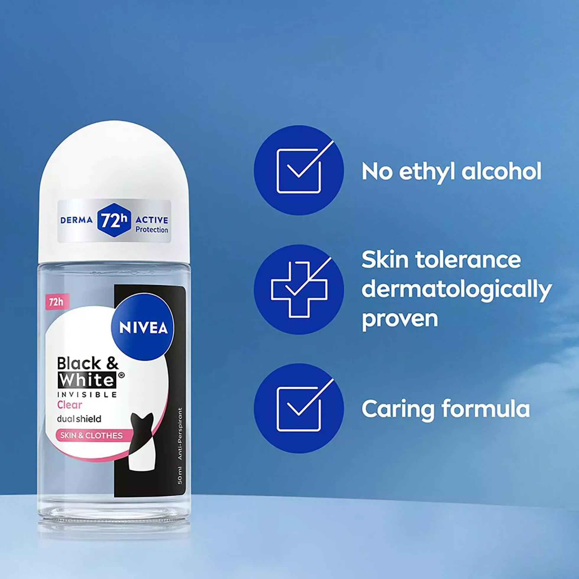 NIVEA Antiperspirant Deo Black & White Original Roll On 50 ml