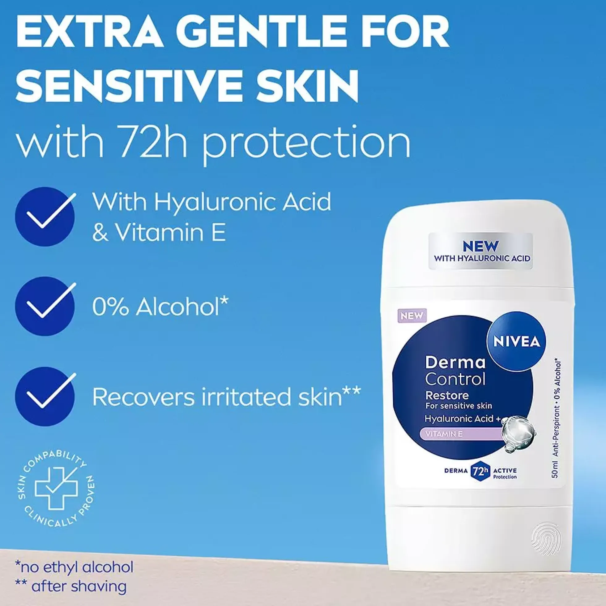 NIVEADerma Control Antiperspirant Deo Stick Restore Sensitive 50 ml