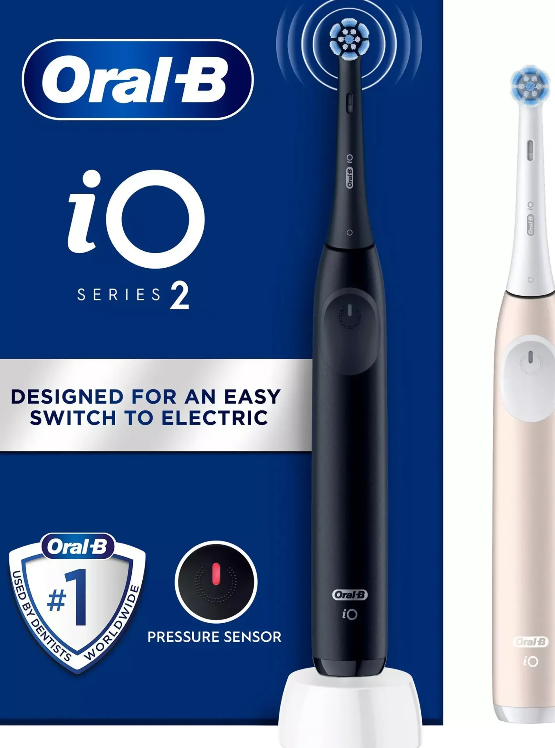 Oral B iO 2 Duo-pack Electric Toothbrushes Night Black & Calm Pink