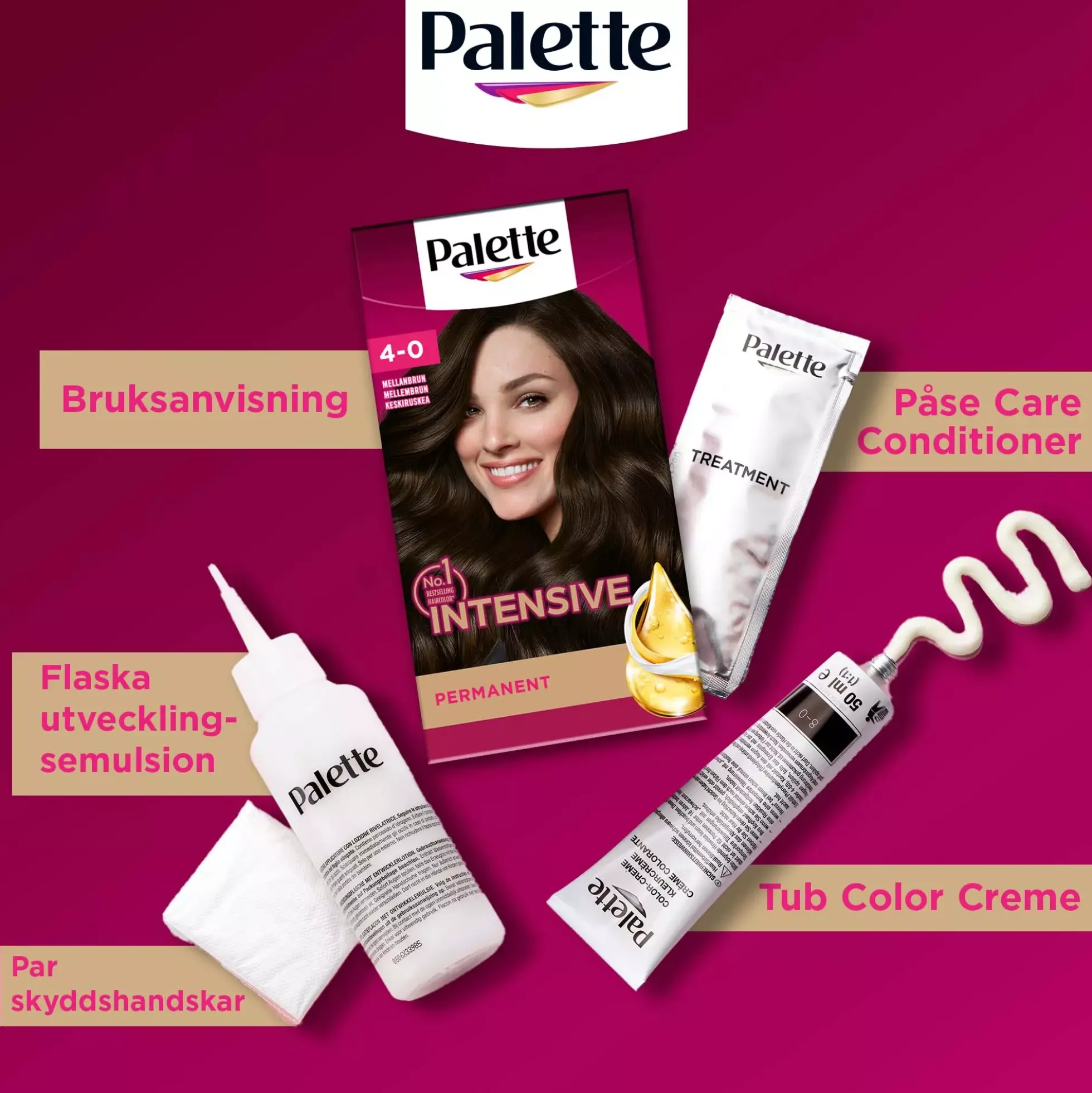 Palette Intensive Creme Coloration 4-0 Soft Mid Brown
