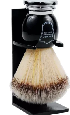 Parker Shaving Black Chrome Handle Synthetic Bristle Shave Brush