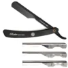 Parker Shaving PTABK Adjustable Push w. 3 blade option Metal Black Barber/Straight Razor