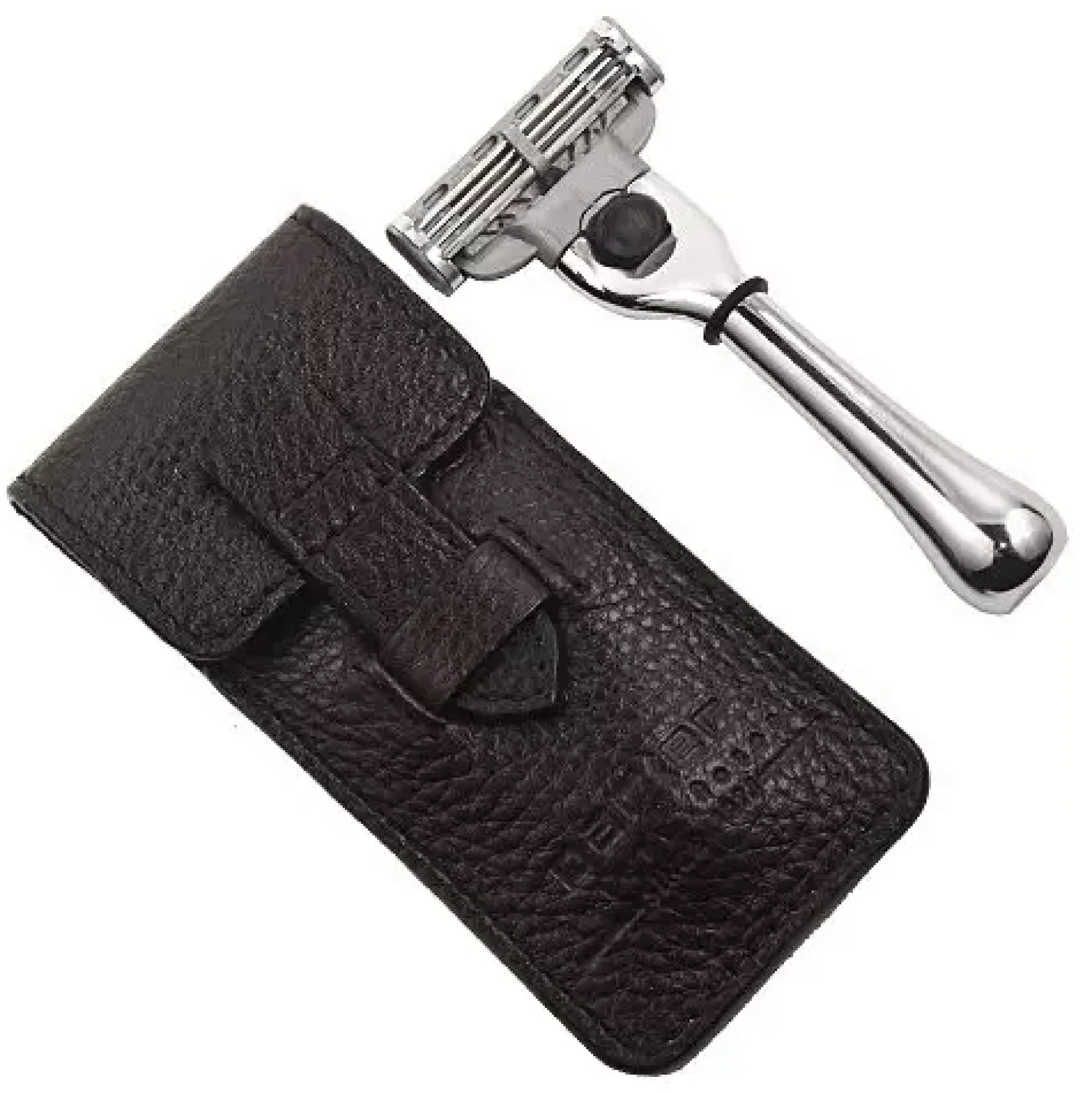 Parker Shaving TM-3 Travel Mach-3 Razor with Leather Pouch