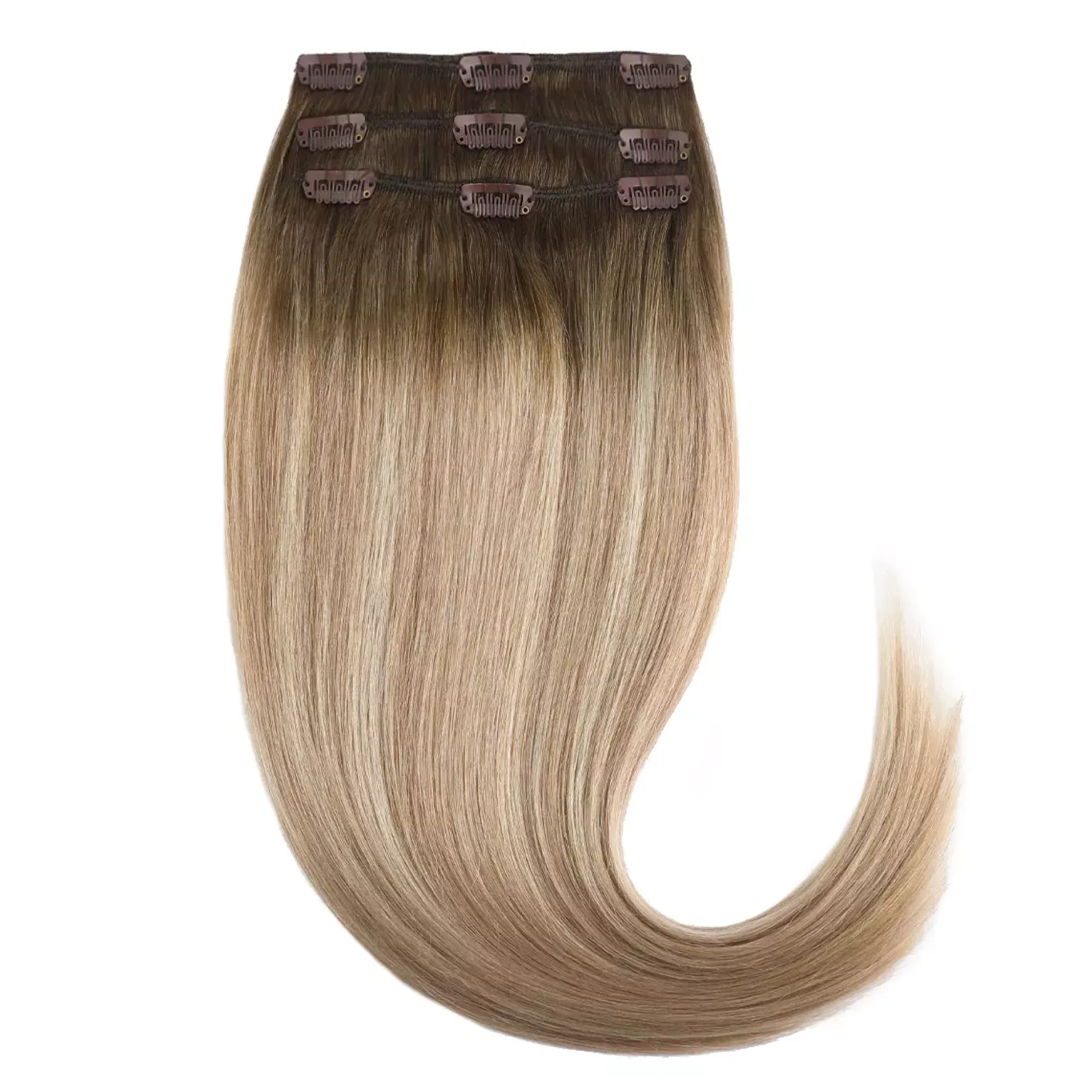 Rapunzel of Sweden Classic Clip-ins Straight / Light Volume / 3 pieces 50 cm Dark Ashy Blonde Balayage B2.6/10.7