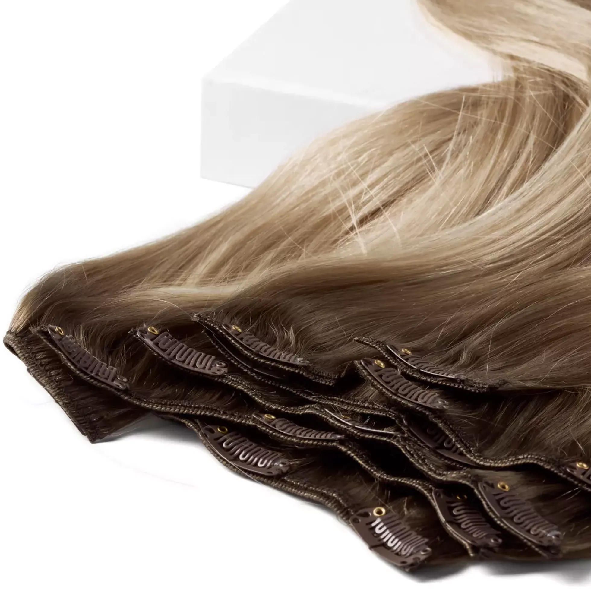 Rapunzel of Sweden Classic Clip-ins Straight / Medium Volume / 7 pieces 40 cm Dark Ashy Blonde Balayage B2.6/10.7