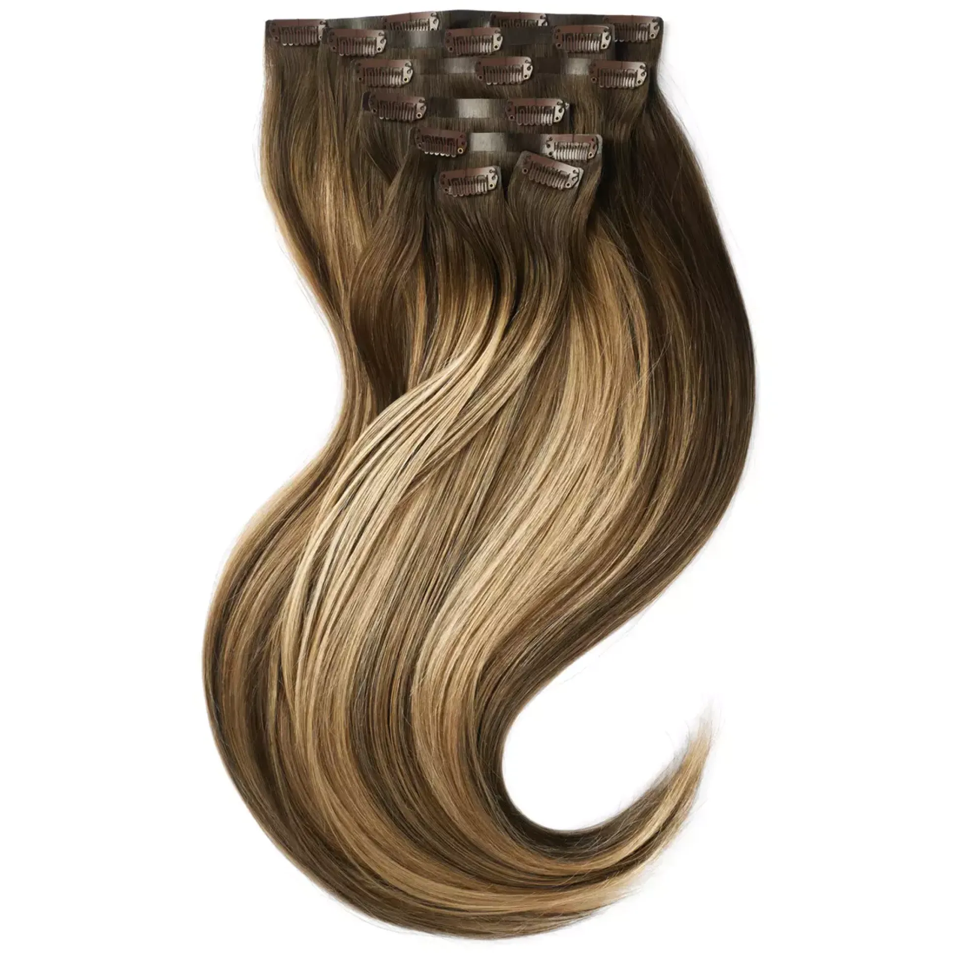 Rapunzel of Sweden Invisible Clip-ins Straight / Medium Volume / 7 pieces 50 cm Hazelnut Caramel Balayage B2.3/5.0
