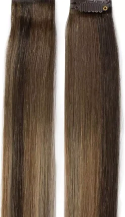 Rapunzel of Sweden Single Invisible Clip-ins Straight / 2 pieces 40 cm Hazelnut Caramel Balayage B2.3/5.0