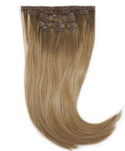 Rapunzel of Sweden Vegan Clip-ins Straight / Medium Volume / 5 pieces 50 cm Brown Ash Blonde Balayage B5.1/7.3