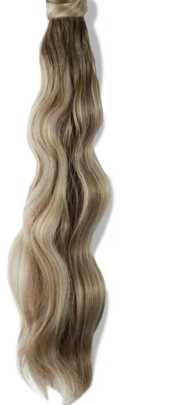 Rapunzel of Sweden Vegan Ponytail Beach Wave / Clip-in / Medium Volume40 cm Dark Ashy Blonde Balayage B2.6/10.7
