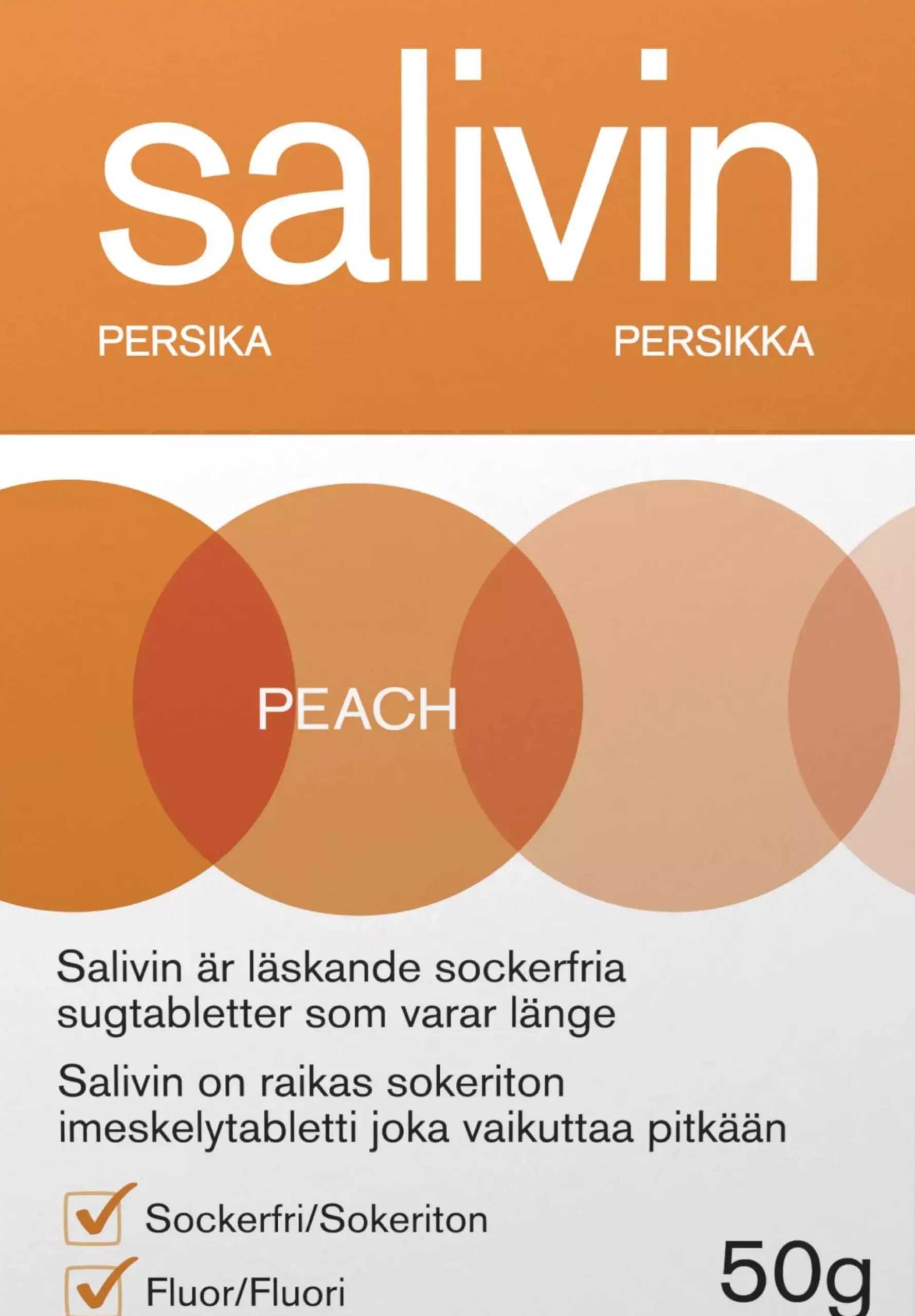 Salivin Sugtabletter Peach 50 g