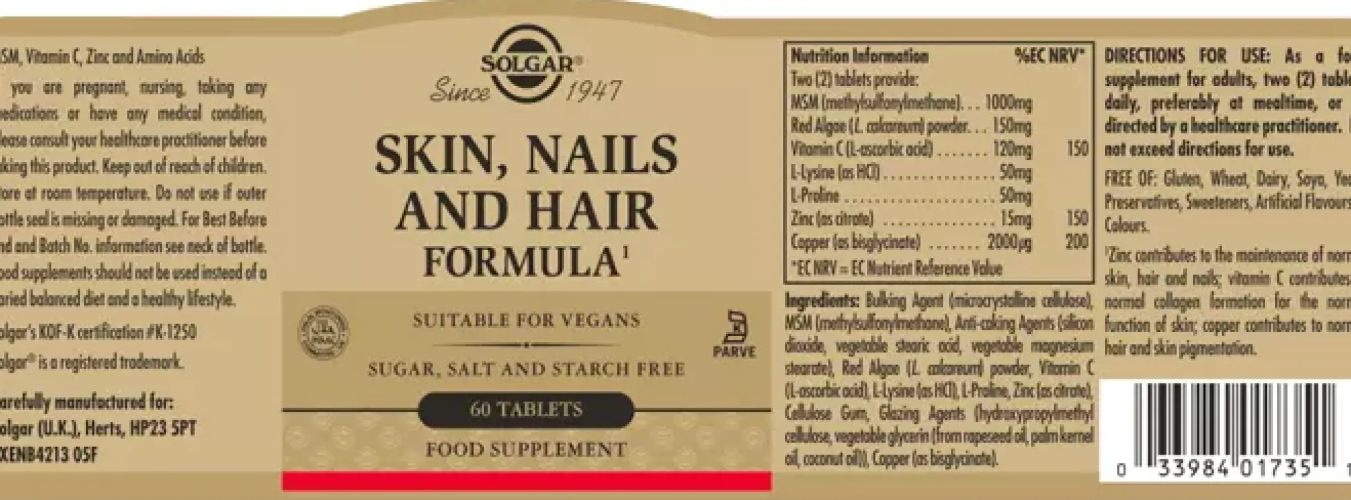 Solgar Skin, Nails and Hair Tablets 120 st