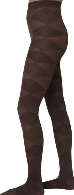 Swedish Stockings Rebecka Argyle Tights Dark Brown S