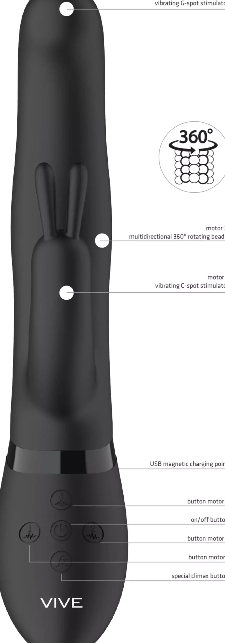 VIVEVIVE Izara Rotating Beads Rabbit Black