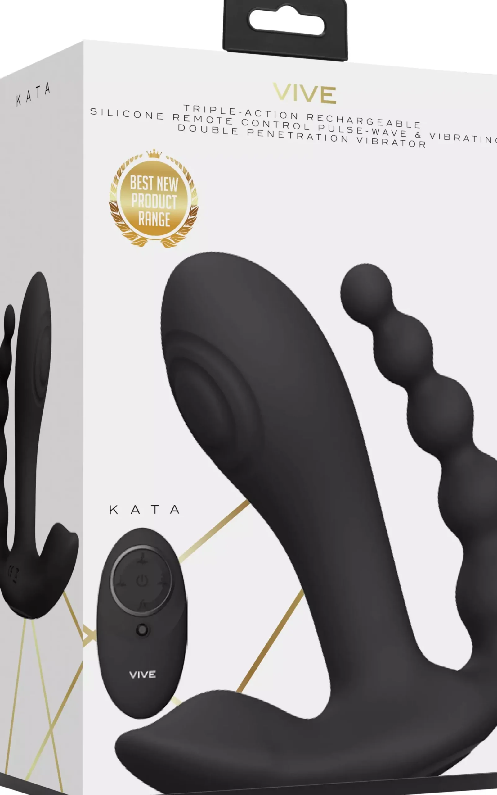 VIVEVIVE Kata Pulse Wave & Vibrating Double Penetration Vibrator Black
