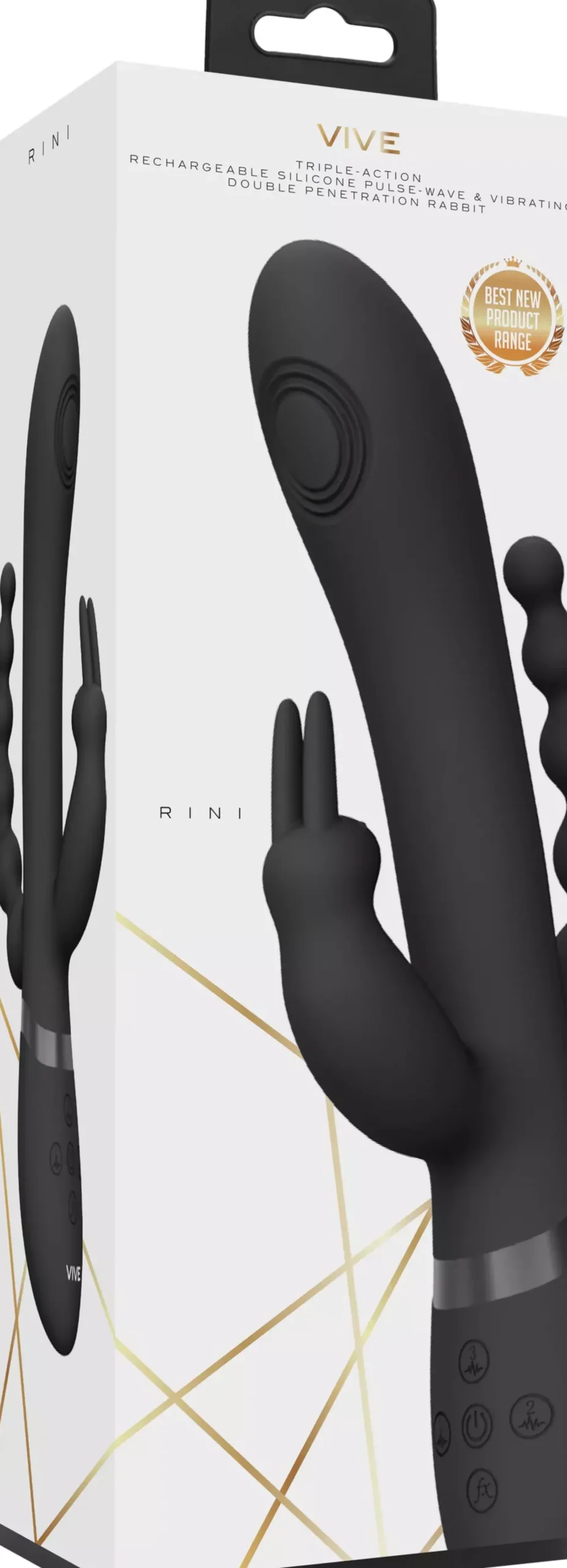 VIVEVIVE Rini Pulse Wave & Vibrating Double Penetration Rabbit Black