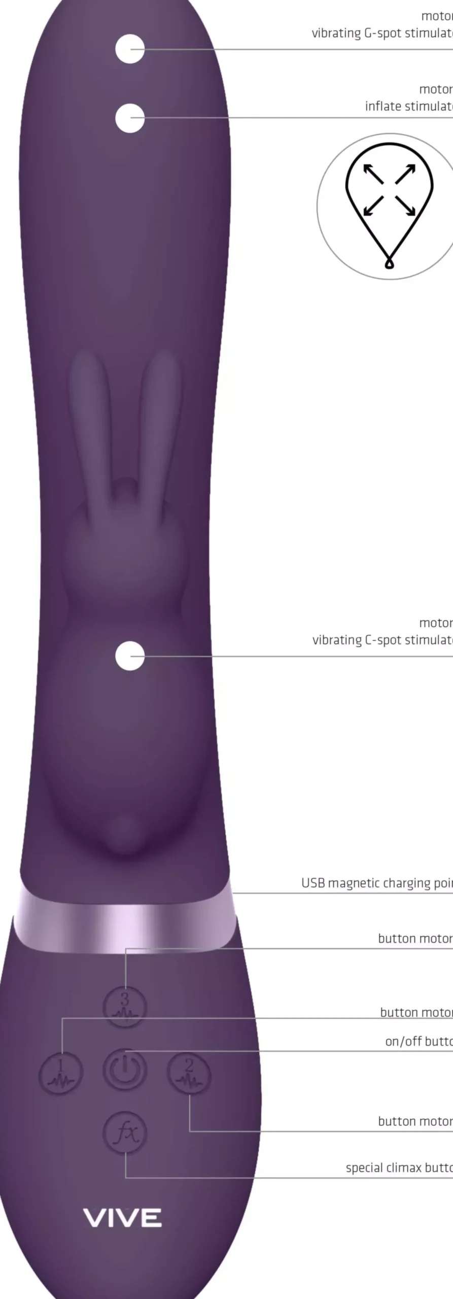 VIVEVIVE Taka Inflatable & Vibrating Rabbit Purple