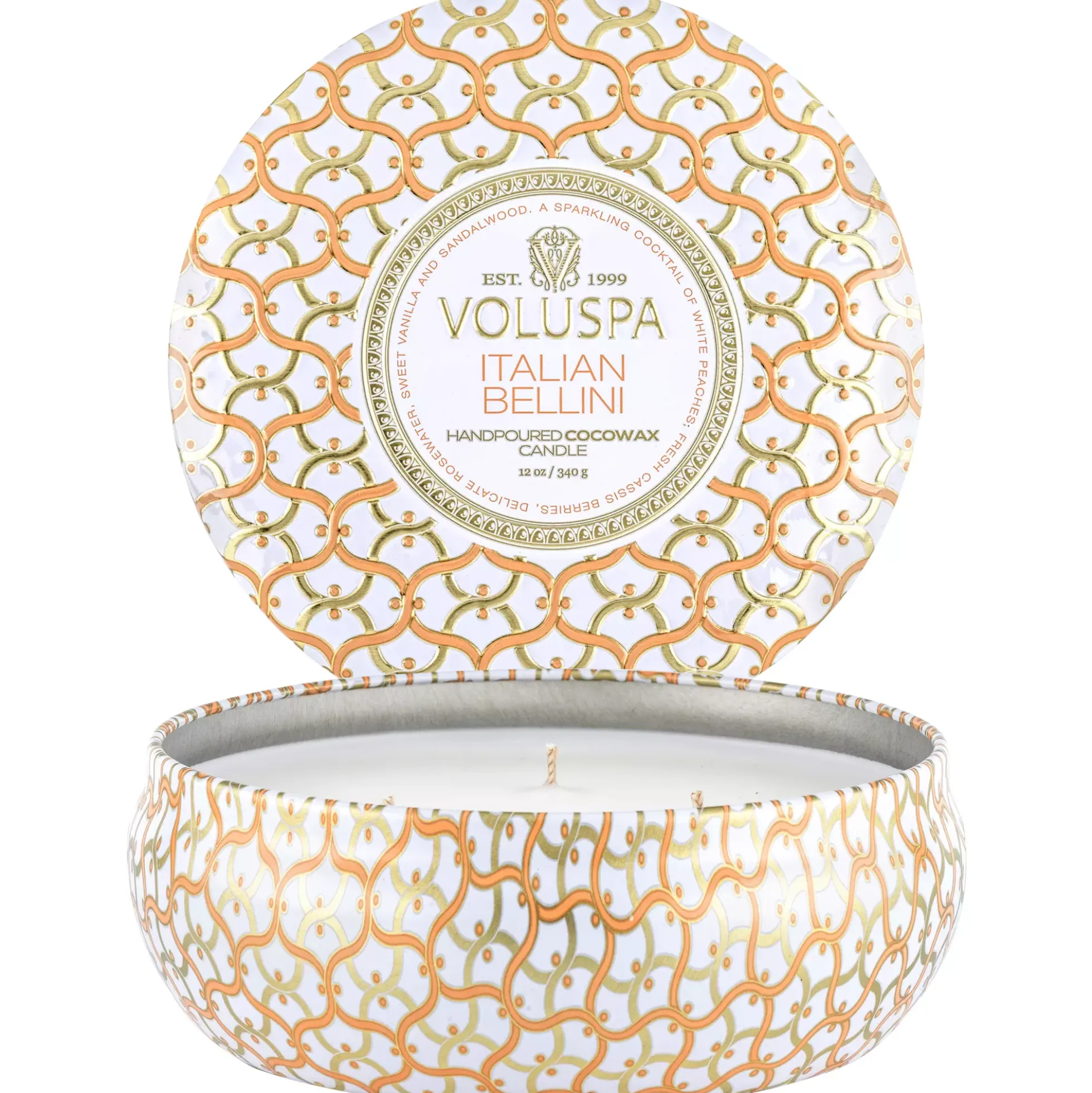 VoluspaItalian Bellini Maison Blanc 3-Wick in Decorative Tin 40h