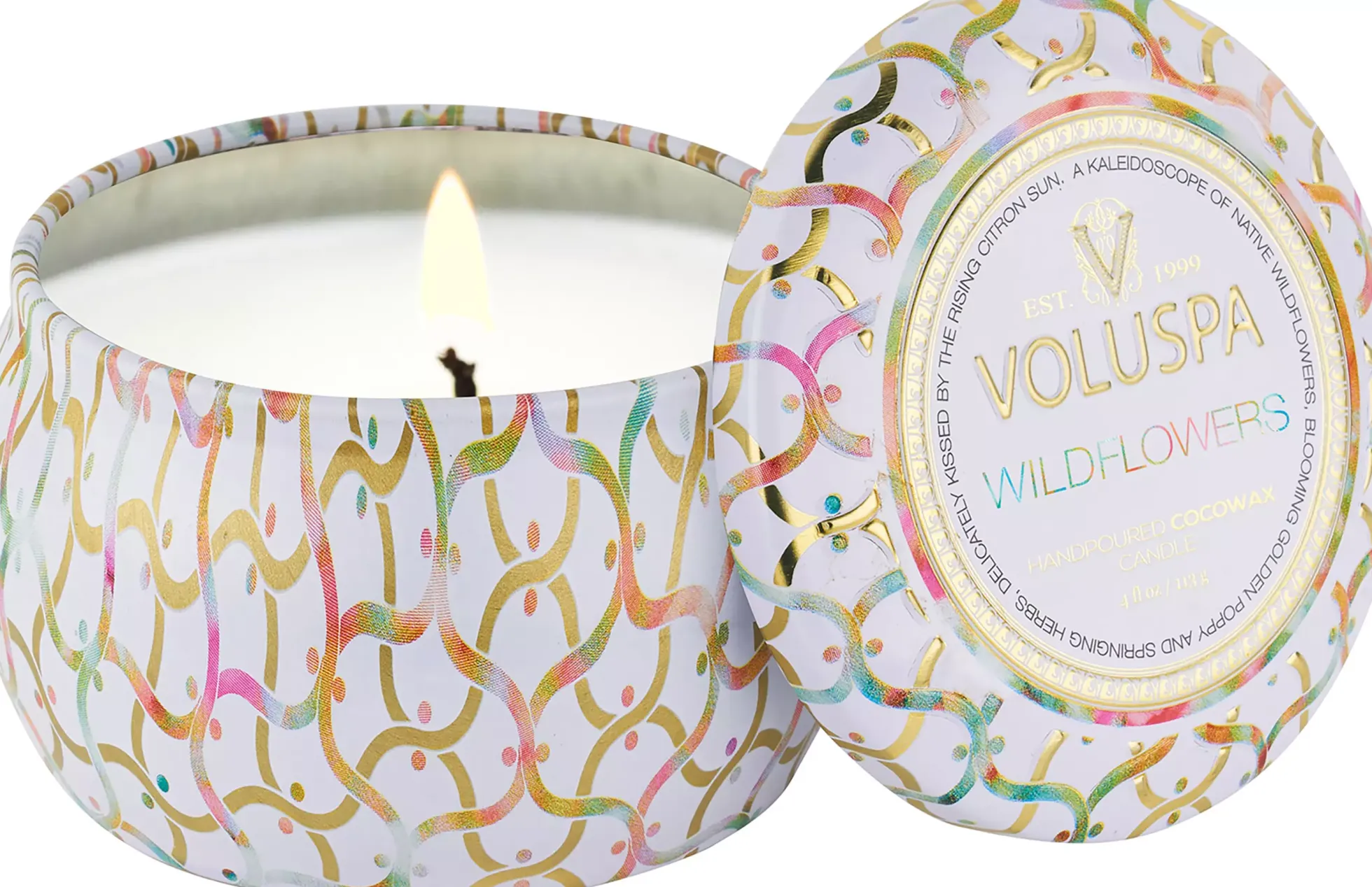 VoluspaWildflowers Decorative Tin Candle 25h